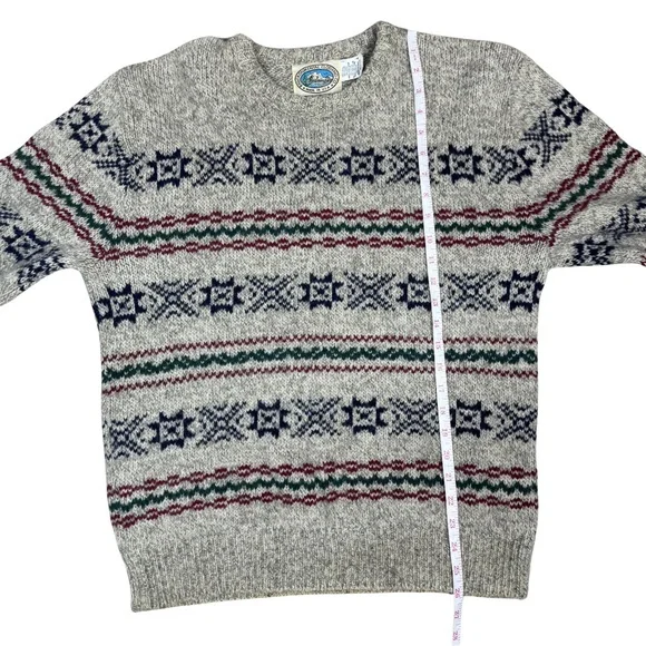 Vintage Grandpa Sweater Medium Wool Nylon Made in U.S.A. Holiday VTG Warm - Picture 6 of 6